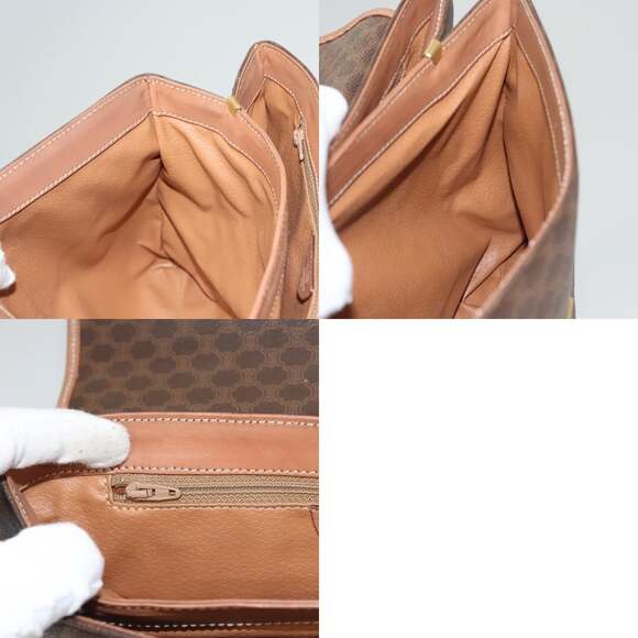 CELINE Macadam Canvas Hand Bag Pvc Leather Brown Gold - Picture 13 of 13